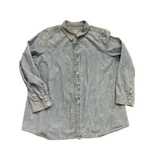 J.Jill Denim Shirt Top Button Down 100% Cottom Collared Blue Size Medium